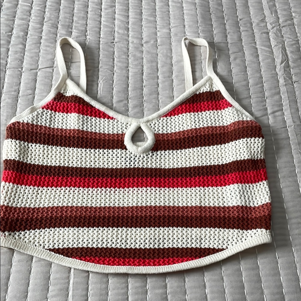 Trendy Striped Crochet Crop Top